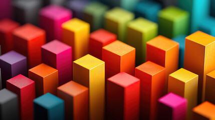 Business success and growth symbolized by colorful bars reflecting ambition and upward progress