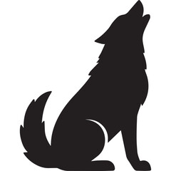 howling wolf black shape icon silhouette vector flat illustration design on white background