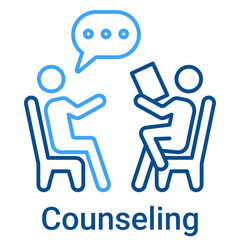 Counseling Icon in Outline Color Style. Group therapy, support, and consultation symbol. Psychological help concept.