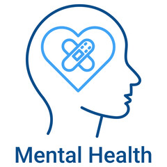 Mental Health Icon in Outline Color Style. Mind wellbeing, recovery, and psychology symbol. Self care vector.