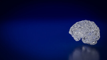 The Crystal Brain on Dark blue background for Sci or Medical concept 3d Rendering.
