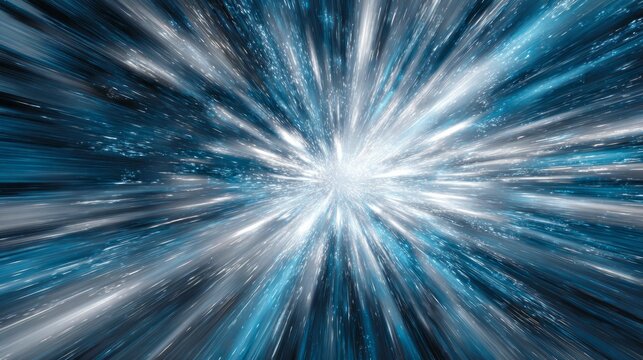 Bright light bursts from a point of intense energy in a dark void.