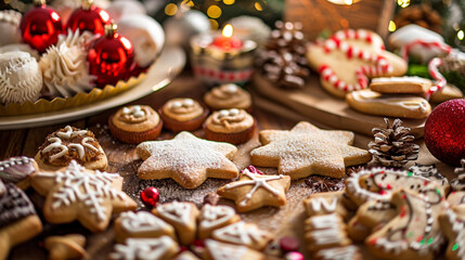 Assortment of Decorated Christmas Cookies and Treats