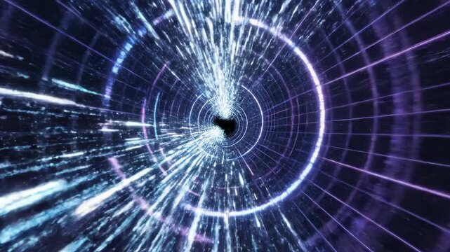 Futuristic Data Tunnel with Glowing Light Particles and AI Streams