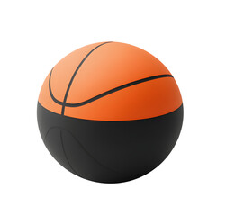 A 3D featuring a simple basketball design with orange and black gradient colors , isolated on a white background