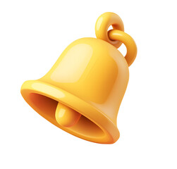 A 3D featuring a simple bell design with gold and white gradient colors ,isolated on a white background