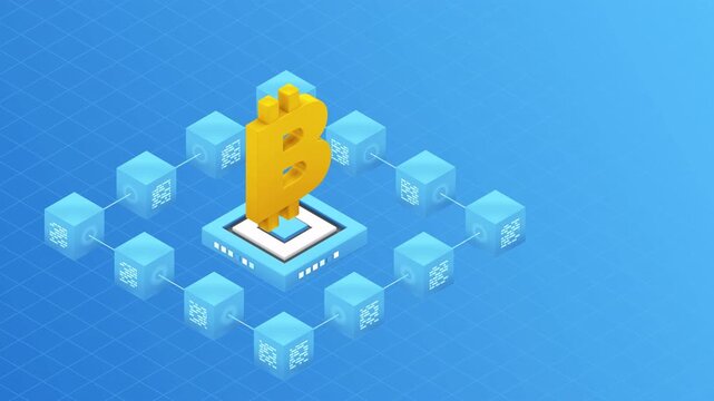 Bitcoin Blockchain Technology Cryptocurrency Network Digital Finance.