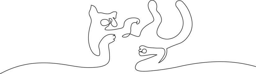 Whimsical cat silhouette with modern single line art design, perfect for minimalist decor and playful branding, evokes joy and simplicity in any creative project
