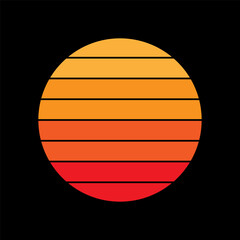 vector illustration retro color, easter theme, bright color, black background