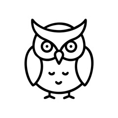 Fototapeta premium Cute owl icon with simple line art style and neutral colors 