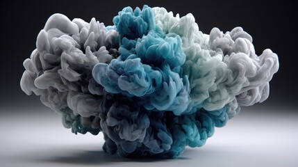 Abstract Art of Colorful Smoke Swirling in Fluid Motion with Gray, Blue, and White Tones Against Dark Background