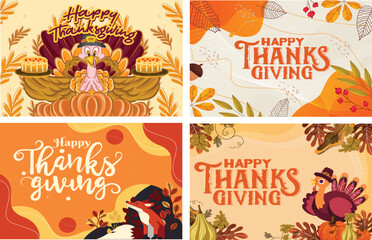 Thanksgiving Turkey Greeting Card Set