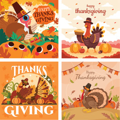 Happy Thanksgiving with Pilgrim Turkey Concept