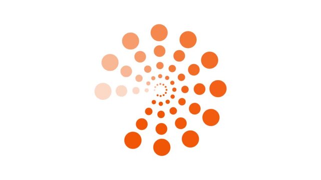 graphic object in orange with stroboscopic and hypnotic effect, which rotates clockwise decreasing the size from full screen to disappearing in the center.