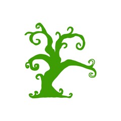 Winter Bare Tree Silhouette 冬の枯れ木シルエットイラスト	