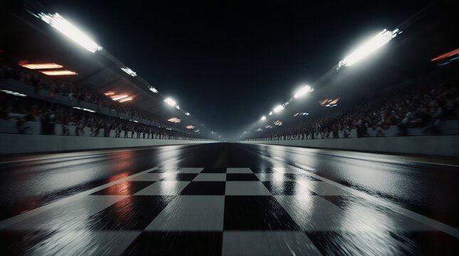 empty race track at night with blurred motion and vibrant lights | motorsport, racing, speed, competition, background theme