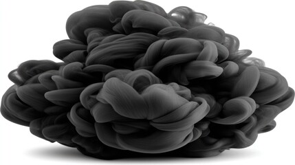 Black Smoke Swirls on a White Background Creating Dramatic Artistic Visual Effects and Abstract Shapes