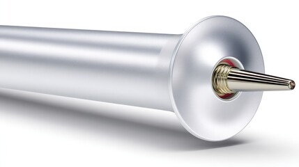 High-Resolution Close-Up of a Precision Syringe Tip and Plunger for Medical and Laboratory Use