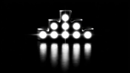 Illuminating Arrangement of Geometric Shapes with Light Reflections on Dark Surface