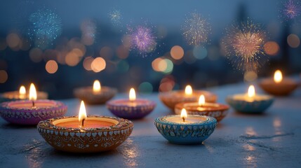 Banner design for diwali festival and podium,Diwali light decoration candle with fireworks,Stage,Product display Showcase design sparkle background,Deepavali,Dipavali,3D podium illustration.