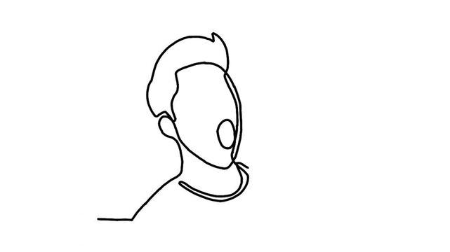 Continue line animation of man with shocked amazed expression