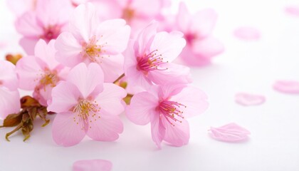Close-up illustration of beautiful pink cherry blossoms on a branch, conveying the beauty of nature in spring.