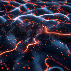 Digital Art of 3D Neural Network, "3D Neural Network Art", "Neural Network Visualization", "Futuristic Neural Network", "Artificial Intelligence Network", "3D AI Network Design", "Neural Pathways in D