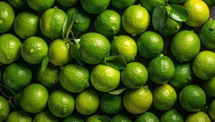 Fresh Limes Overhead View Vibrant Green Citrus Fruits for Healthy Eating  Drinks.