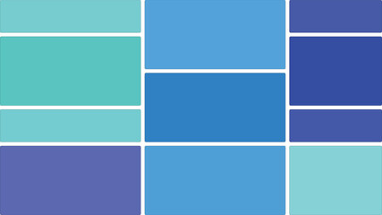 Abstract minimalist background with various shades of blue and turquoise rectangles creating a modern color block pattern design for presentations and artistic compositions
