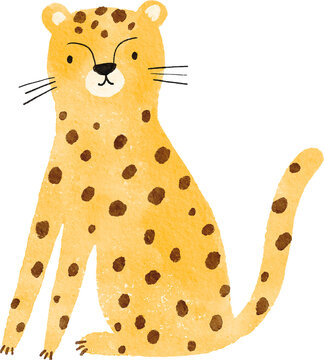 Watercolor safari animals cute illustration. Hand Drawn African wild animals character design