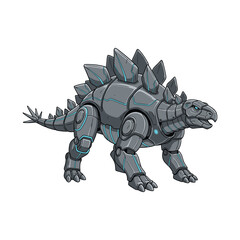 Futuristic Mecha Stegosaurus with Blue Glowing Armor © Aryasakti