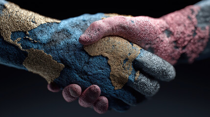 Business leaders exchanging handshake reflecting international trade deal and partnership success