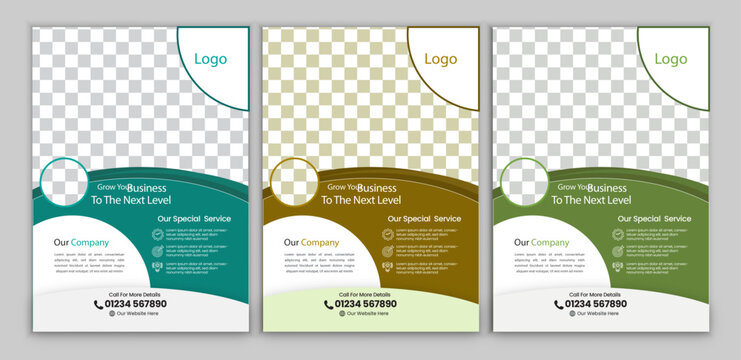 a bundle of 3 templates business flyer design, in blue color, and modern design,marketing,business proposal, promotion, advertise, publication and editable vector template design