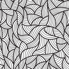Abstract Organic Pattern of Black Lines on White Background Seamless Textile Design