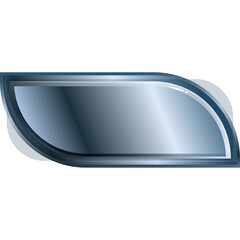 Abstract Metallic Blue Oval Shape with Silver Border and Gradient Shine on Transparent Background