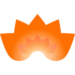 Abstract Orange Lotus Flower Symbol Isolated On White Background With Soft Gradient Lighting