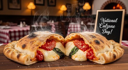 Irresistibly cheesy calzones bursting with marinara and fresh spinach, perfect for celebrating National Calzone Day with a steaming, mouthwatering feast.