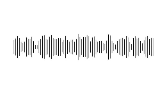Sound wave icon, podcast player interface, music symbol. Monochrome simple sound wave on transparent background. Sound line graph. 911 call visualization, voice waveform