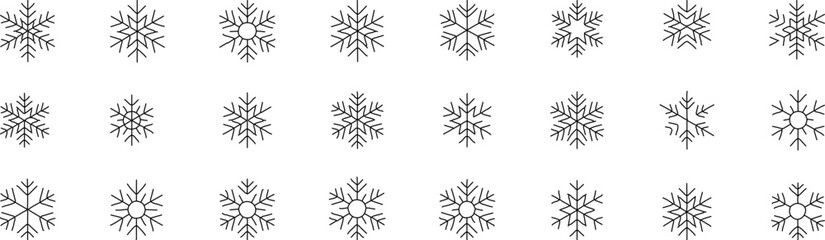 Snowflake Line Icon Set Collection | Minimal Winter and Christmas Vector Pack