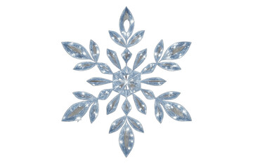Fototapeta premium Blue glittering ice crystal snowflake on transparent background