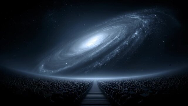 The stairway to dreams extends infinitely under the starry sky