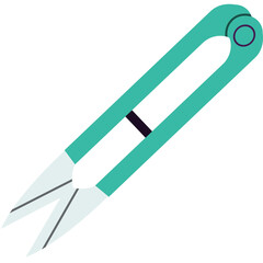 Teal and White Crafting Scissors with Sharp Blades and Black Accent on a Transparent Background