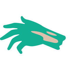 Obraz premium Teal Dragon Head Silhouette With Tan Accents Simple Geometric Style Illustration On White Background No Text