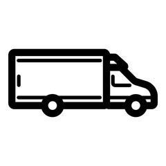 Delivery Truck Icon: Monochrome Outline Vector Graphic