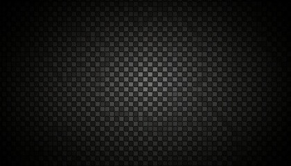 Naklejka premium An abstract black carbon fiber texture forms a dark, metallic grid pattern that's a seamless industrial technology background