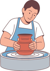 Young potter shaping clay into a beautiful vase with focused passion, capturing the essence of artistic creation and handmade craftsmanship