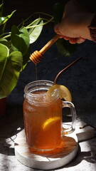 lemon drink with honey drip