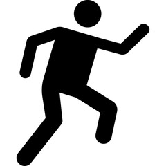 Black Silhouette Icon of a Person Running Dynamic Motion Forward Stride Isolated on Transparent Background Simple Graphic Pictogram
