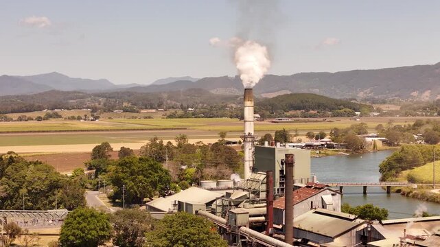 Drone footage of the Condong Sugar Mill in Australia