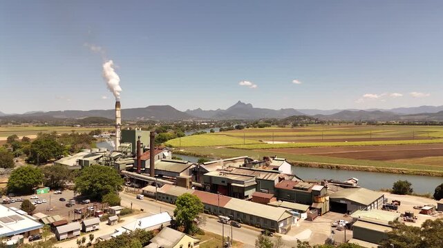 Panning from Condong in New South Wales towards the mountains